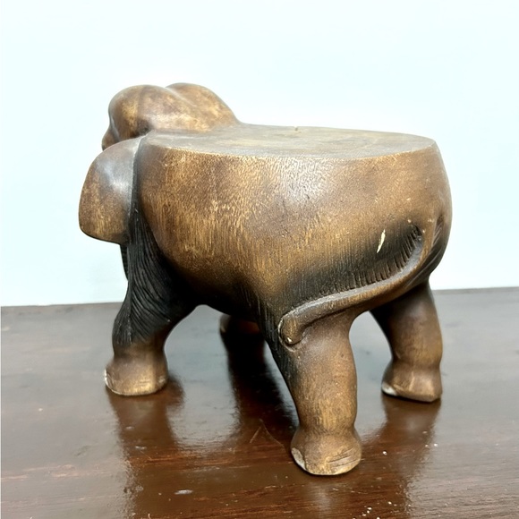 Carved Wood Elephant Plant Stand ~ Primitive Decor ~ As Is - Picture 3 of 7